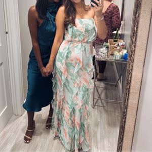 ASOS chiffon ruffle strapless dress